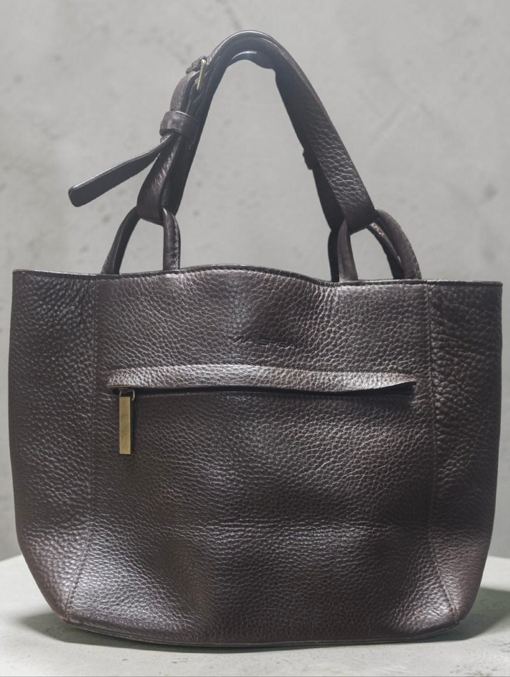 Via Spiga Leather Chocolste Brown Tote Shoulder Bag Purse